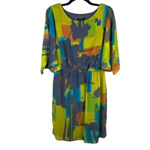 Signature by Robbie Bee Women Plus Size 14W Chiffon Floral Kimono Sleeve Dress